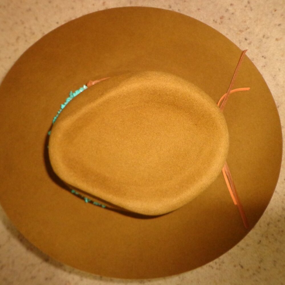 FIRM NEW Free People Lovely Bird Montana Turquoise Wrap Felt Hat S Rodeo - Picture 7 of 16